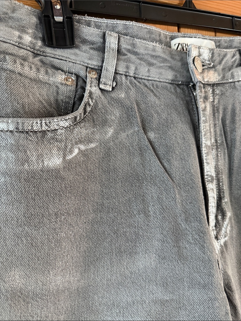 NWOT Zara Silver Wash Gray Jeans 12 - Picture 2 of 5